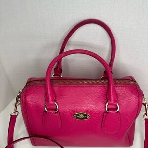 Coach Fuchsia “Mini Bennett” Leather Satchel